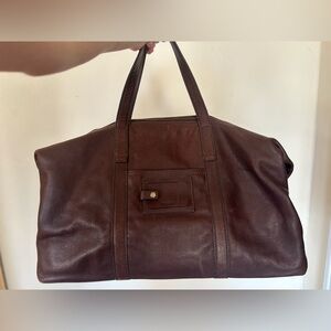 Brown Fossil Leather Duffel Bag
